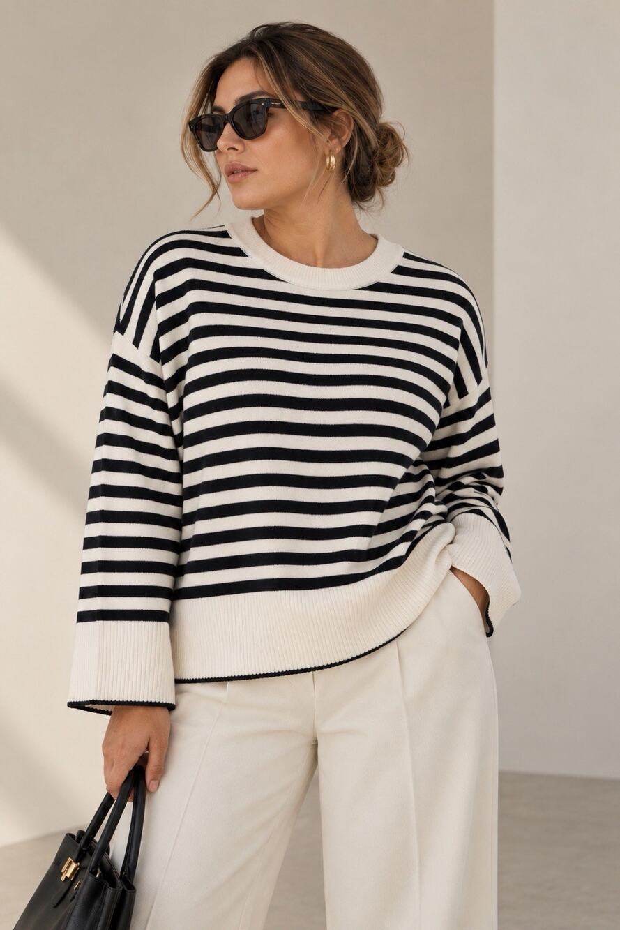 T Tahari Sweater XXL 2X Navy Ivory Stripe Dolman Sleeve Plus Size Nautical Chic